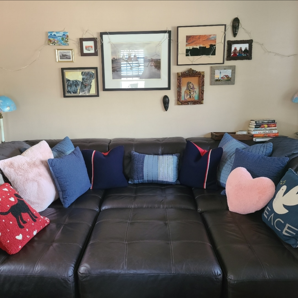 The couch nest in our Saint Paul living room that inspired the name Swamlows